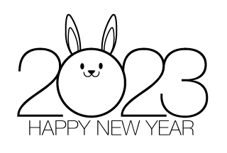 ウサギ顔マークの年賀状2023