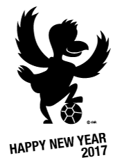 サッカーと鳥の年賀状デザインの無料イラスト素材 イラストイメージ