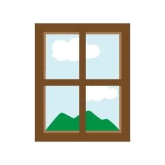 カーテンと窓の風景の無料イラスト素材 イラストイメージ