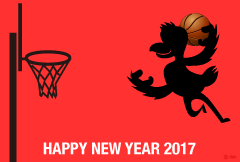 バスケットボールの酉年年賀状