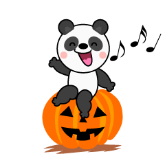 パンダとハロウィンかぼちゃイラストのフリー素材 イラストイメージ