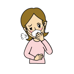 風邪で咳をする女性
