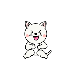 笑顔の白猫キャラ