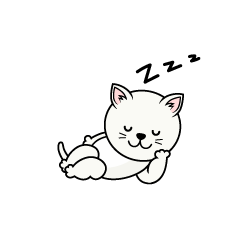 寝る白猫キャラ