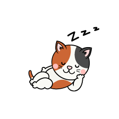 寝る三毛猫キャラ