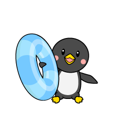 浮き輪とペンギンキャラ
