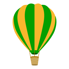 緑とオレンジの気球