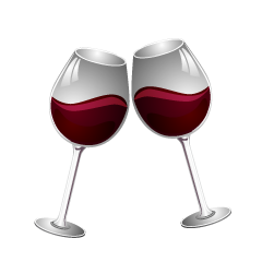 乾杯の赤ワイングラス