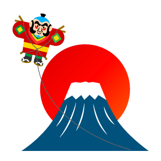 富士山と凧揚げ