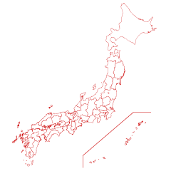 赤線の都道府県日本地図