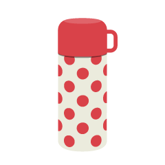 赤色水玉の水筒