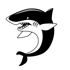 白黒の怒るサメ