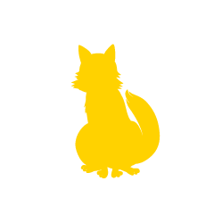 座った狐の黄色シルエット