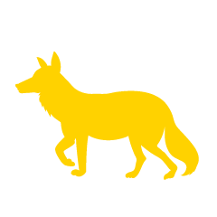 忍び足の狐の黄色シルエット