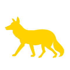 歩く狐の黄色シルエット