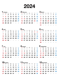 2024年カレンダー（文字大）