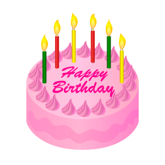 ピンクの誕生日ケーキ