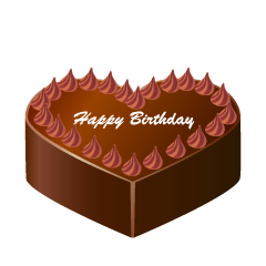 ハート型の誕生日チョコレートケーキ