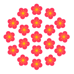 シンプルな円形の梅の花