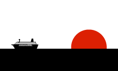 船と日の出のシルエット風景