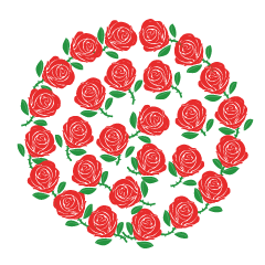 円形の赤バラ