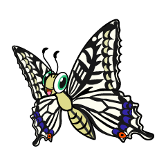 飛ぶアゲハ蝶キャラ