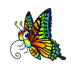 虹色の蝶キャラ