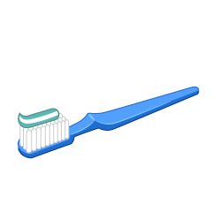 歯磨き粉の青歯ブラシ