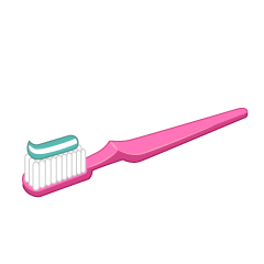 歯磨き粉のピンク歯ブラシ