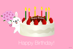 ケーキとウサギの誕生日カード