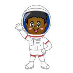 挨拶する男の子の宇宙飛行士
