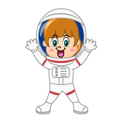 びっくりする女の子の宇宙飛行士