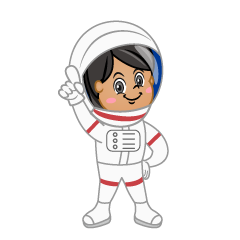 ポーズする女の子の宇宙飛行士