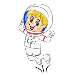 ジャンプする男の子の宇宙飛行士