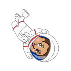 旋回する男の子の宇宙飛行士