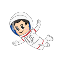 跳ぶ男の子の宇宙飛行士
