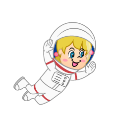 浮遊する女の子の宇宙飛行士