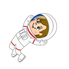 旋回する女の子の宇宙飛行士