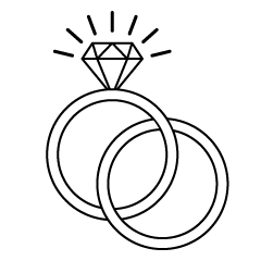 クロスした結婚指輪（白黒）