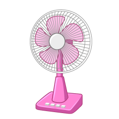 ピンクの扇風機