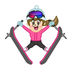 ジャンプする女の子スキーヤー