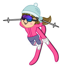 アクロバットする女の子スキーヤー