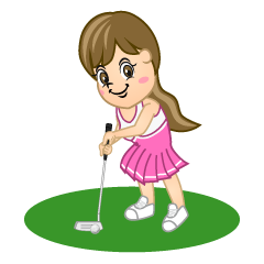 グリーンの女の子ゴルファー