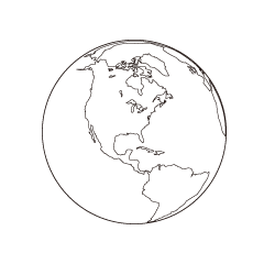 アメリカ大陸の地球（白黒）
