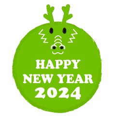 HAPPY NEW YEAR 2024 かわいい竜緑丸型