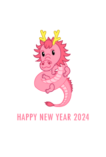 ピンクのかわいい竜の年賀状