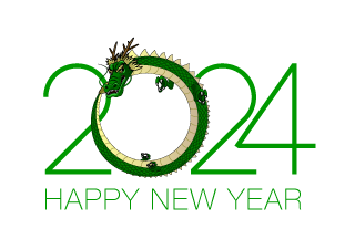 緑色の2024年カッコイイ龍の年賀状