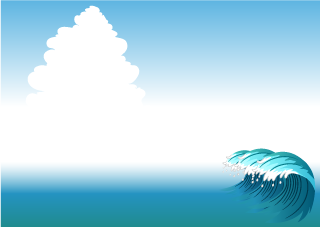 海の大波と入道雲