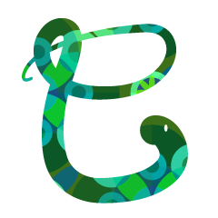 緑和柄の巳文字の蛇
