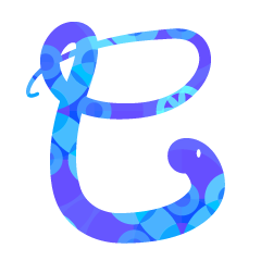 青和柄の巳文字の蛇